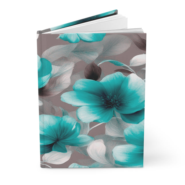 Tif Green Gray Floral Bunch Hardcover Journal Matte with 150 lined pages, 5.75" x 8"