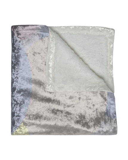Pastel Soft Blue and Soft White Patches 50" x 60" Crushed Velvet Blanket