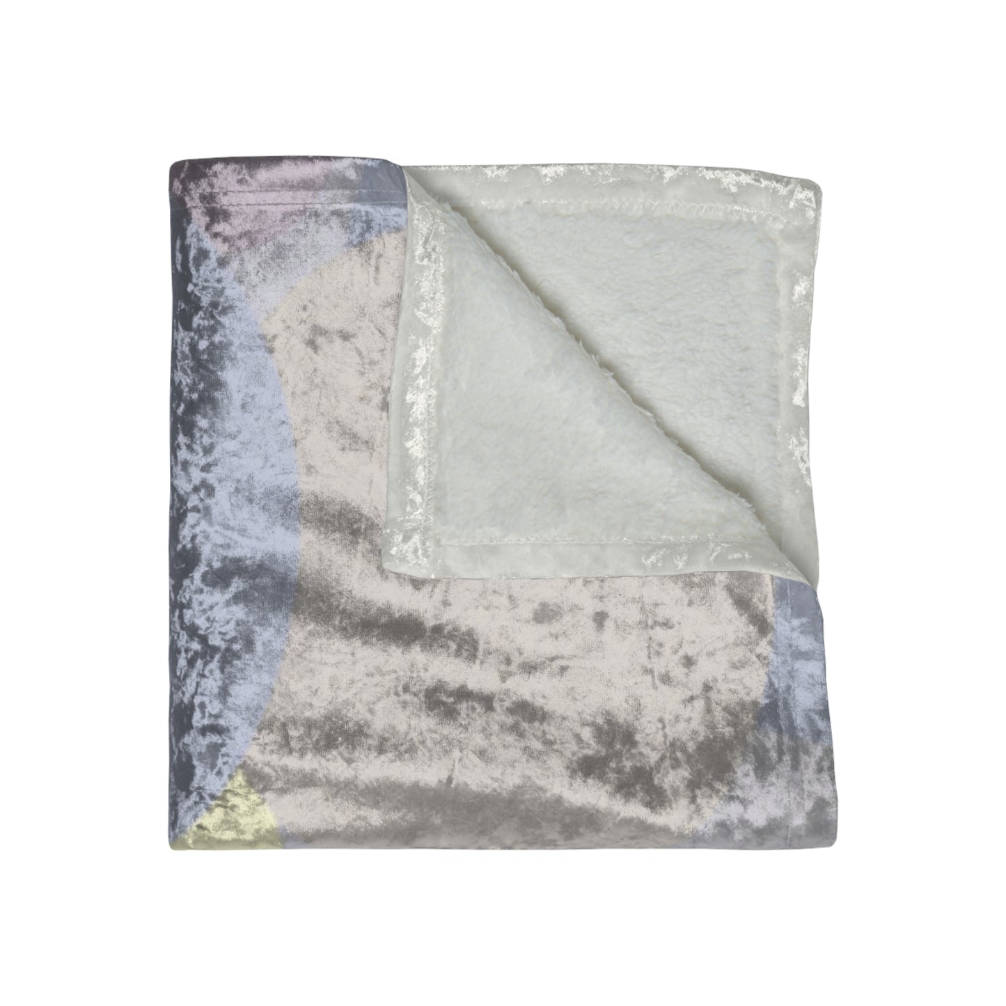 Pastel Soft Blue and Soft White Patches 50" x 60" Crushed Velvet Blanket