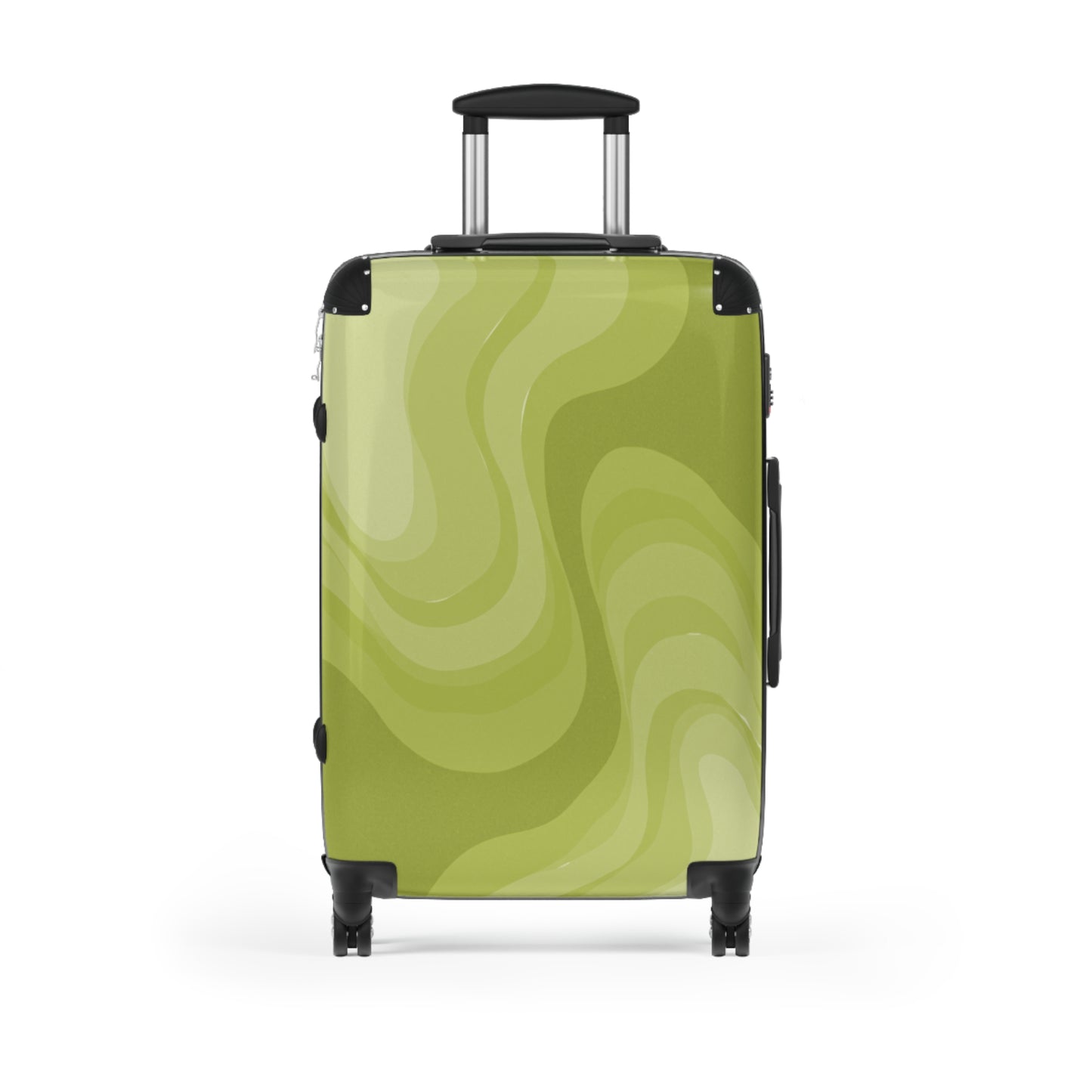 Lemon Wavey Medium Suitcase with built in lock, 4 double-wheels, telescopic handle, and ABS back hard-shell