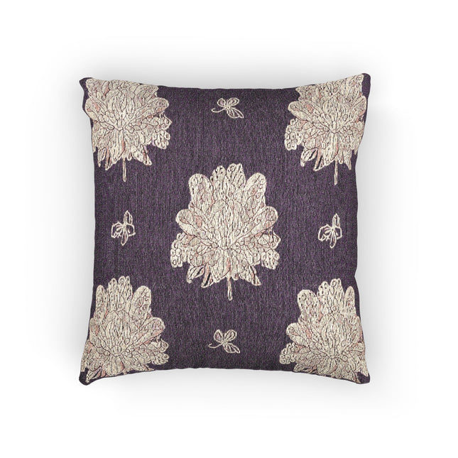 Pink Floral Butterflies Woven Pillow, 17" x 18"