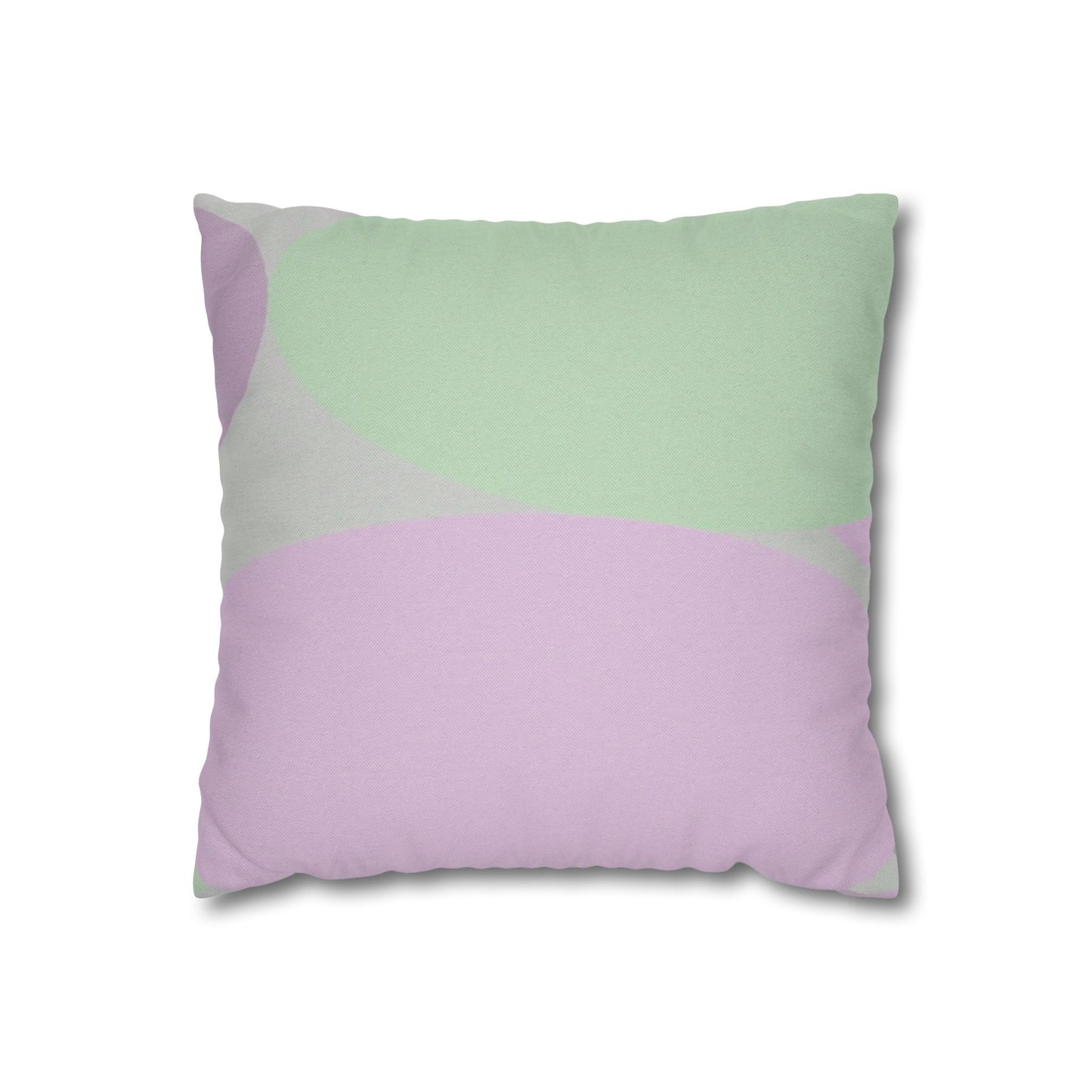 Pastel Lavender Purple and Soft Green Patches Spun Polyester Square Pillowcase, 14" x 14"