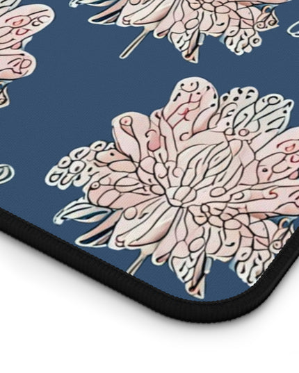 Rose White Floral Butterflies 12" x 22" Desk Mat