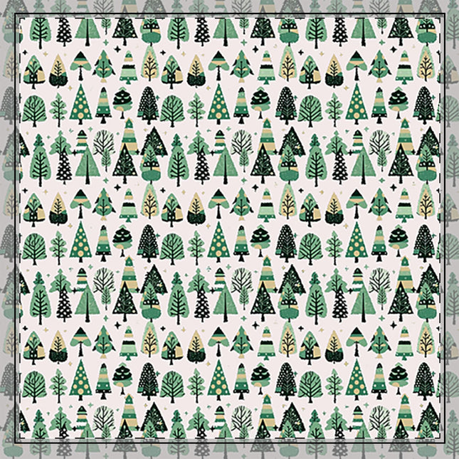 Mini Vintage Green Trees 22" x 22" Cotton Twill Napkin