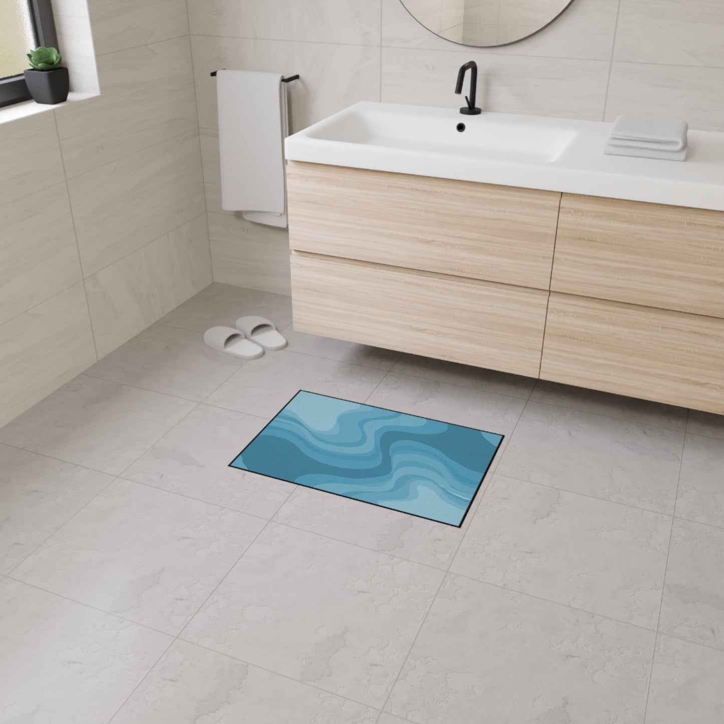 Sky Blue Wavey 18" x 27" Heavy Duty Floor Mat