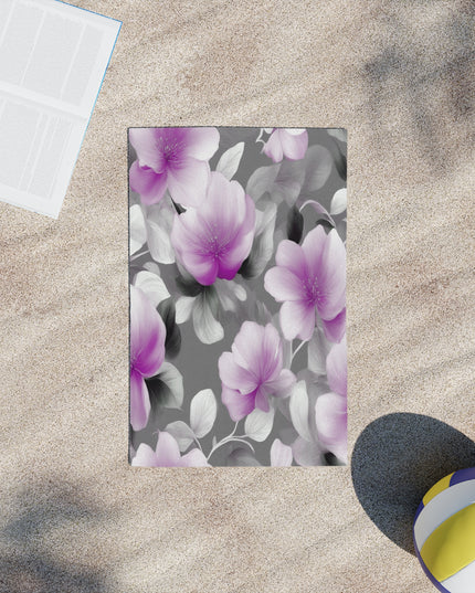 Purple Blossom Floral Bunch Beach Towel, 18" x 27"