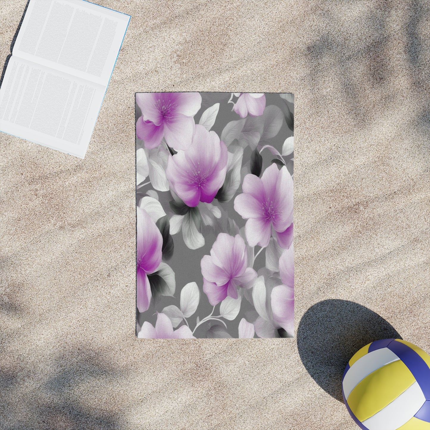 Purple Blossom Floral Bunch Beach Towel, 18" x 27"