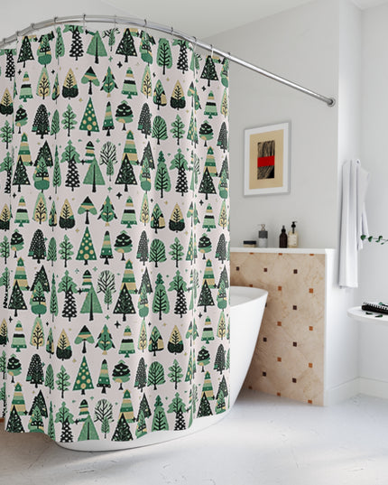 Mini Vintage Green Trees Shower Curtains, 71" x 74"