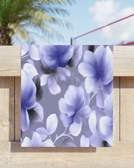 Indigo Blossom Floral Bunch Beach Towel, 18" x 27"