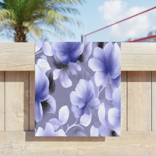 Indigo Blossom Floral Bunch Beach Towel, 18" x 27"