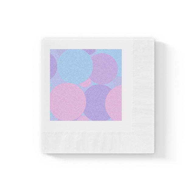 Pastel Purple and Mauve Patches White Coined Napkins, 4.8" x 4.8"