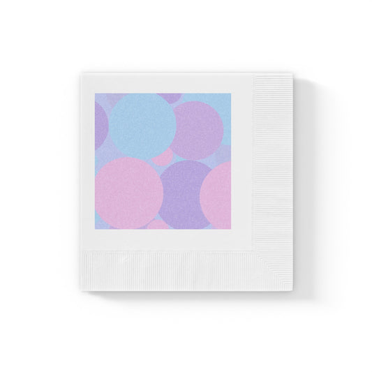 Pastel Purple and Mauve Patches White Coined Napkins, 4.8" x 4.8"
