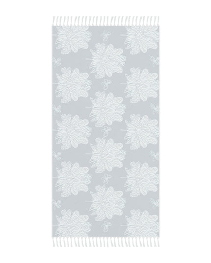 Tif Green White Floral Butterflies 38" × 81" Boho Beach Cloth