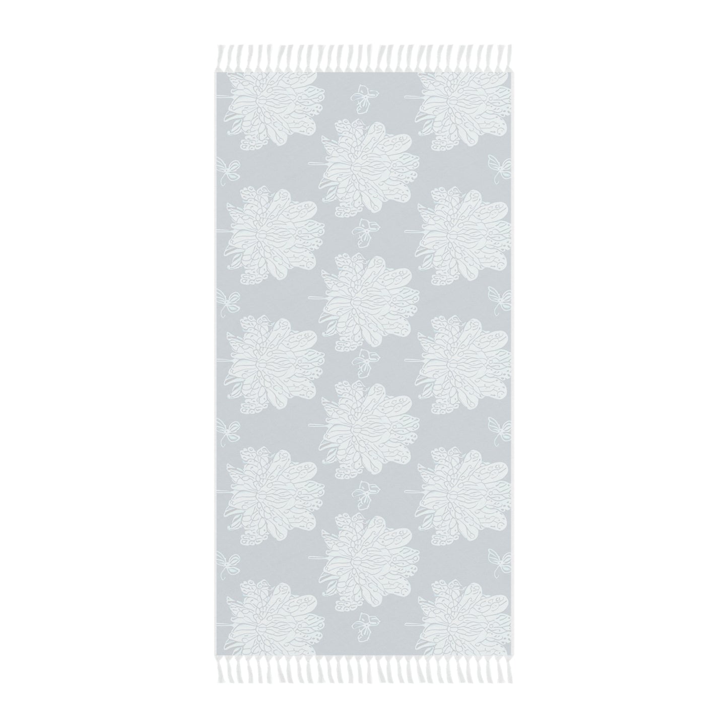 Tif Green White Floral Butterflies 38" × 81" Boho Beach Cloth