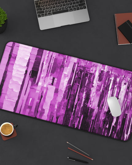Striped Powder Lavender 16" x 32" Desk Mat