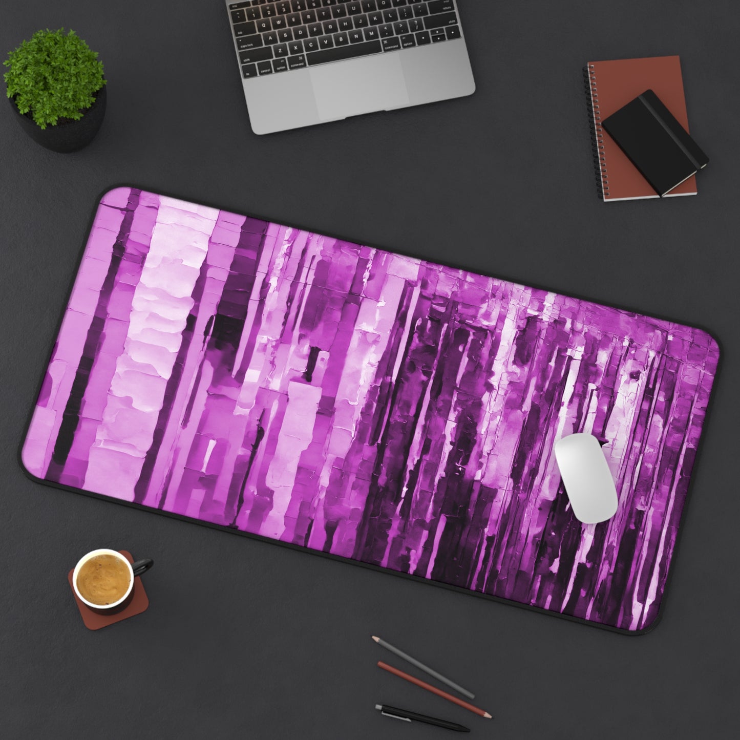 Striped Powder Lavender 16" x 32" Desk Mat
