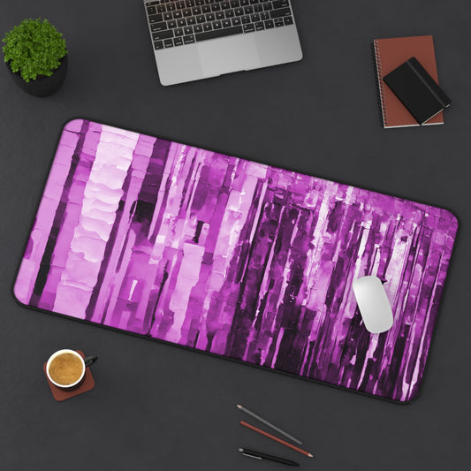 Striped Powder Lavender 16" x 32" Desk Mat