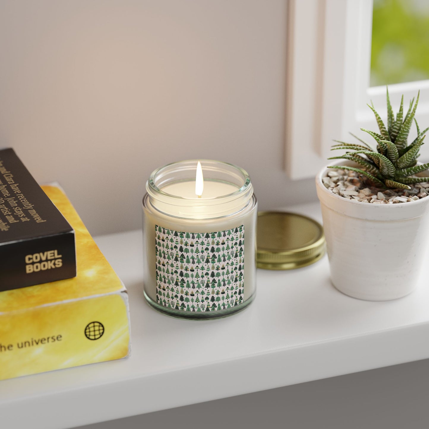 Mini Vintage Green Trees Scented Candles, Coconut Apricot Wax (4oz)