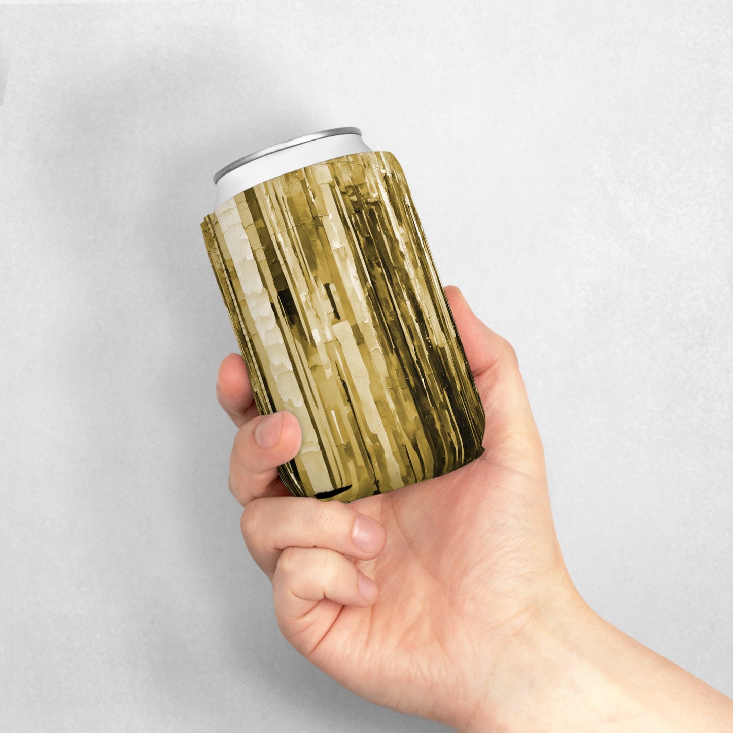 Striped Light Brown 12 oz Can Cooler Sleeve