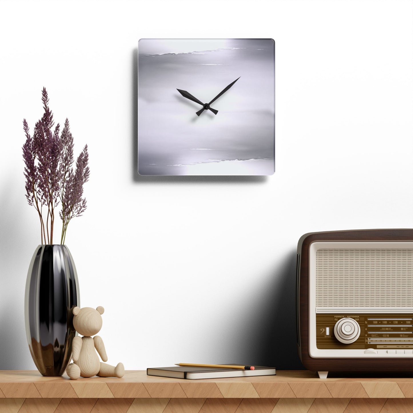 Sephia Sea Dark Fog Acrylic Wall Clock, Round or Square, 10.75" x 10.75"