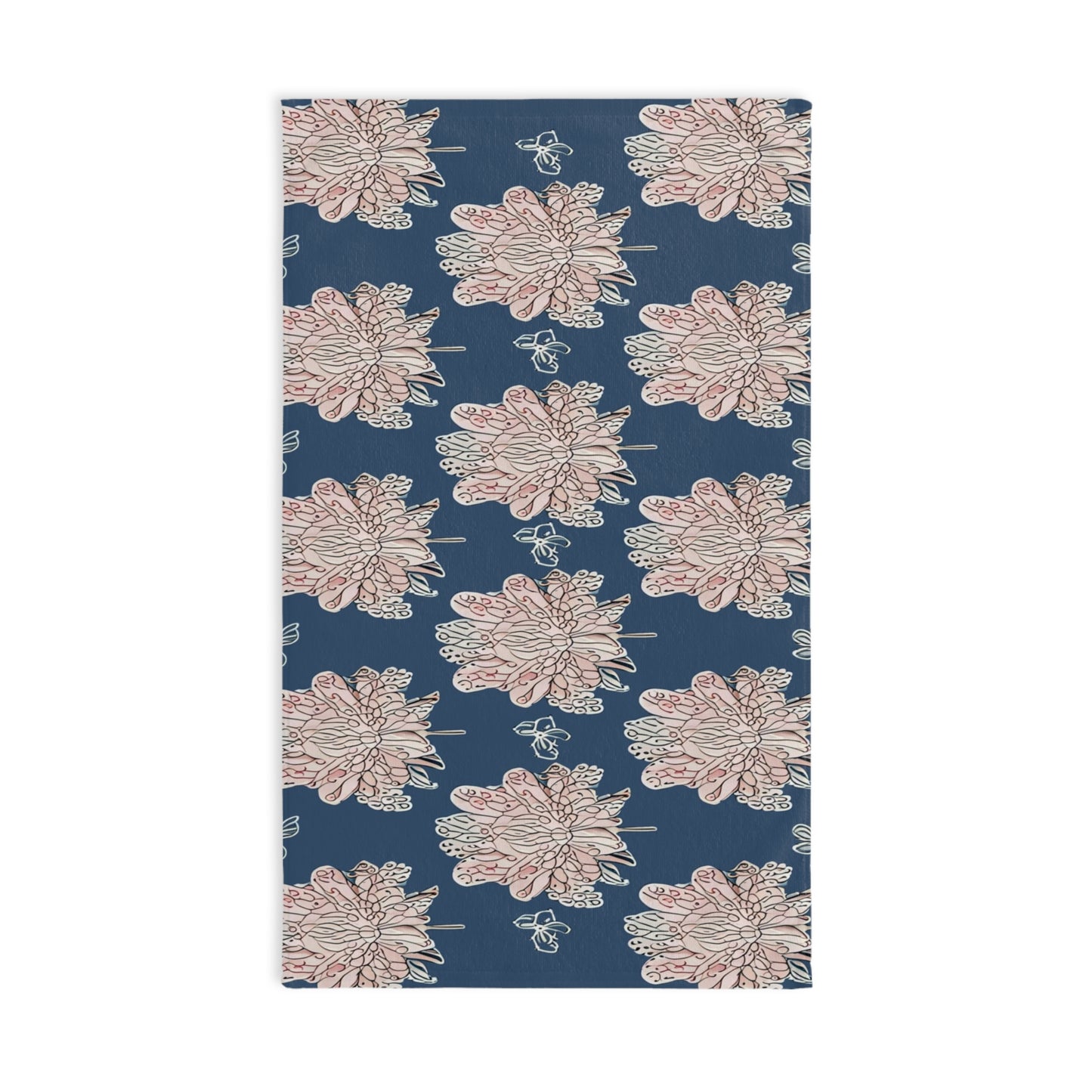 Rose White Floral Butterflies Hand Towel, 16" x 28"