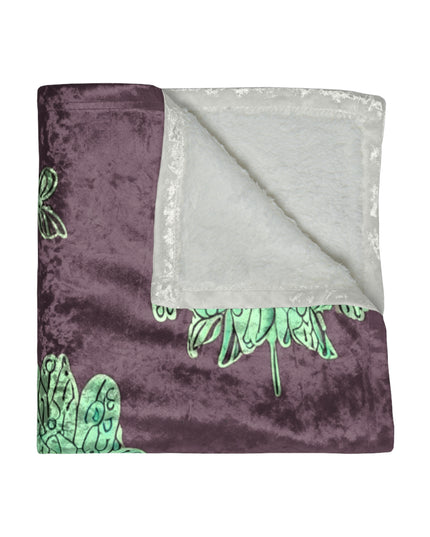 Mint Green Floral Butterflies 50" x 60" Crushed Velvet Blanket