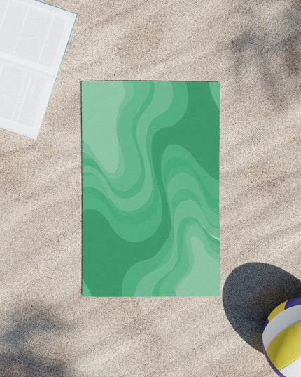 Mint Green Wavey Beach Towel, 18" x 27"