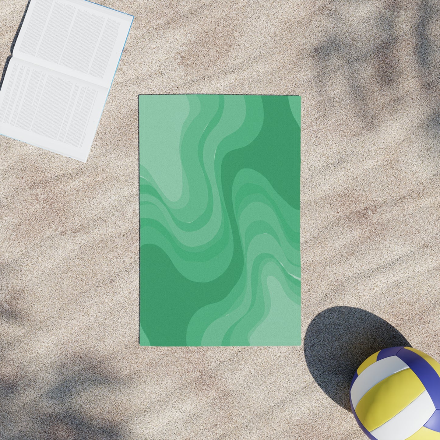 Mint Green Wavey Beach Towel, 18" x 27"