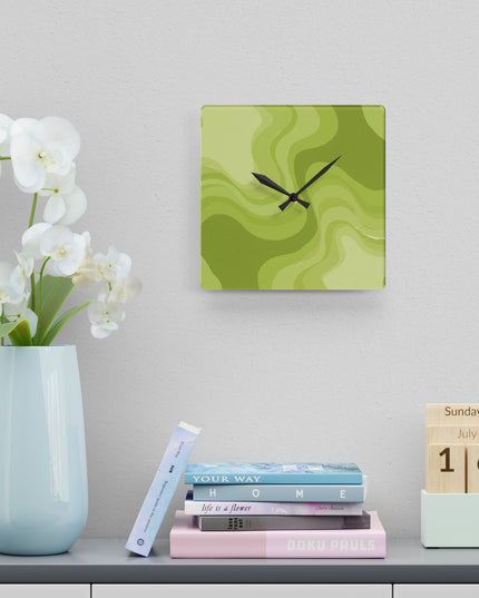 Lemon Wavey 10.75" x 10.75" Round or Square Acrylic Wall Clock