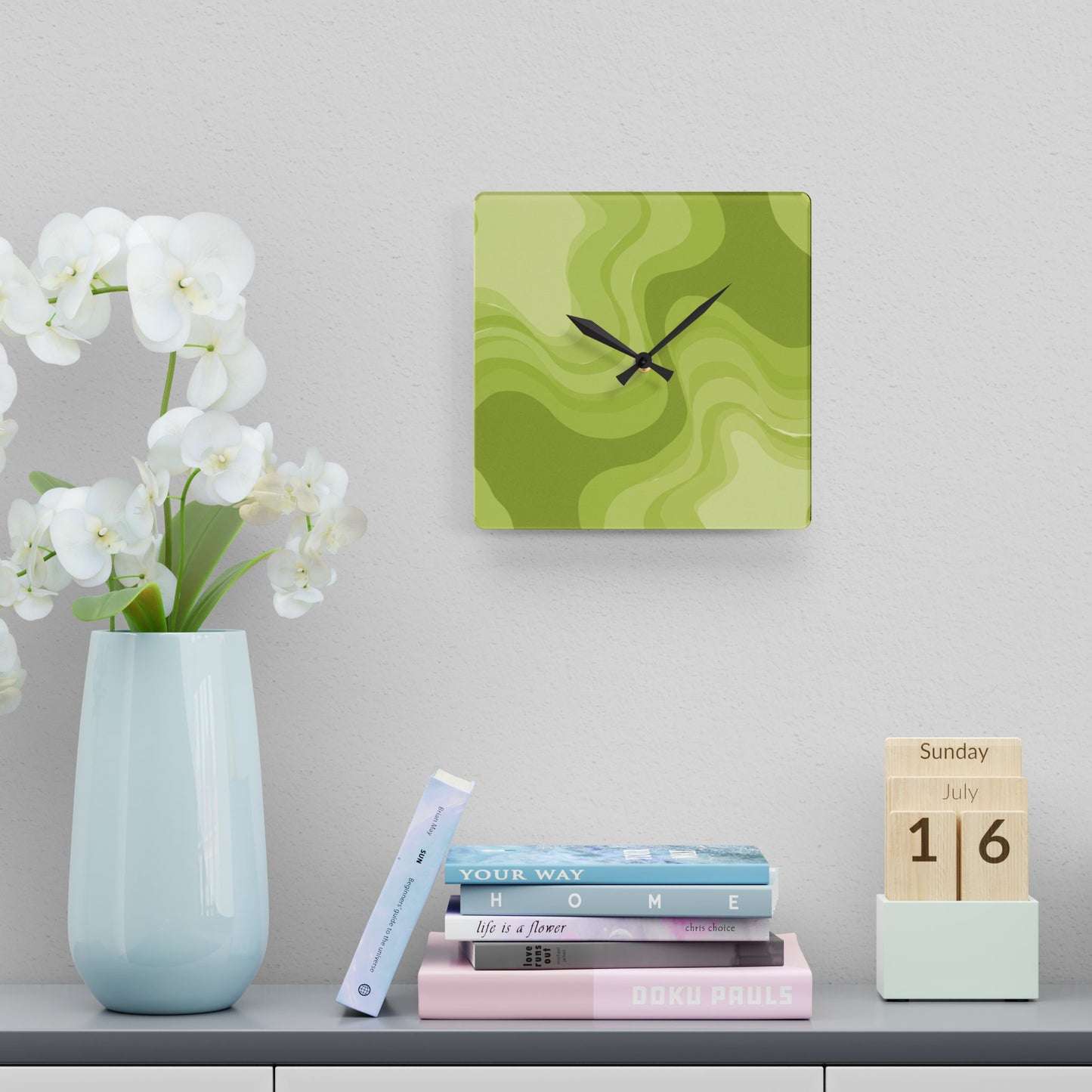 Lemon Wavey 10.75" x 10.75" Round or Square Acrylic Wall Clock