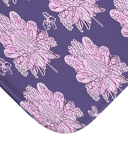 Magenta Floral Butterflies 24" x 17" Bath Mat