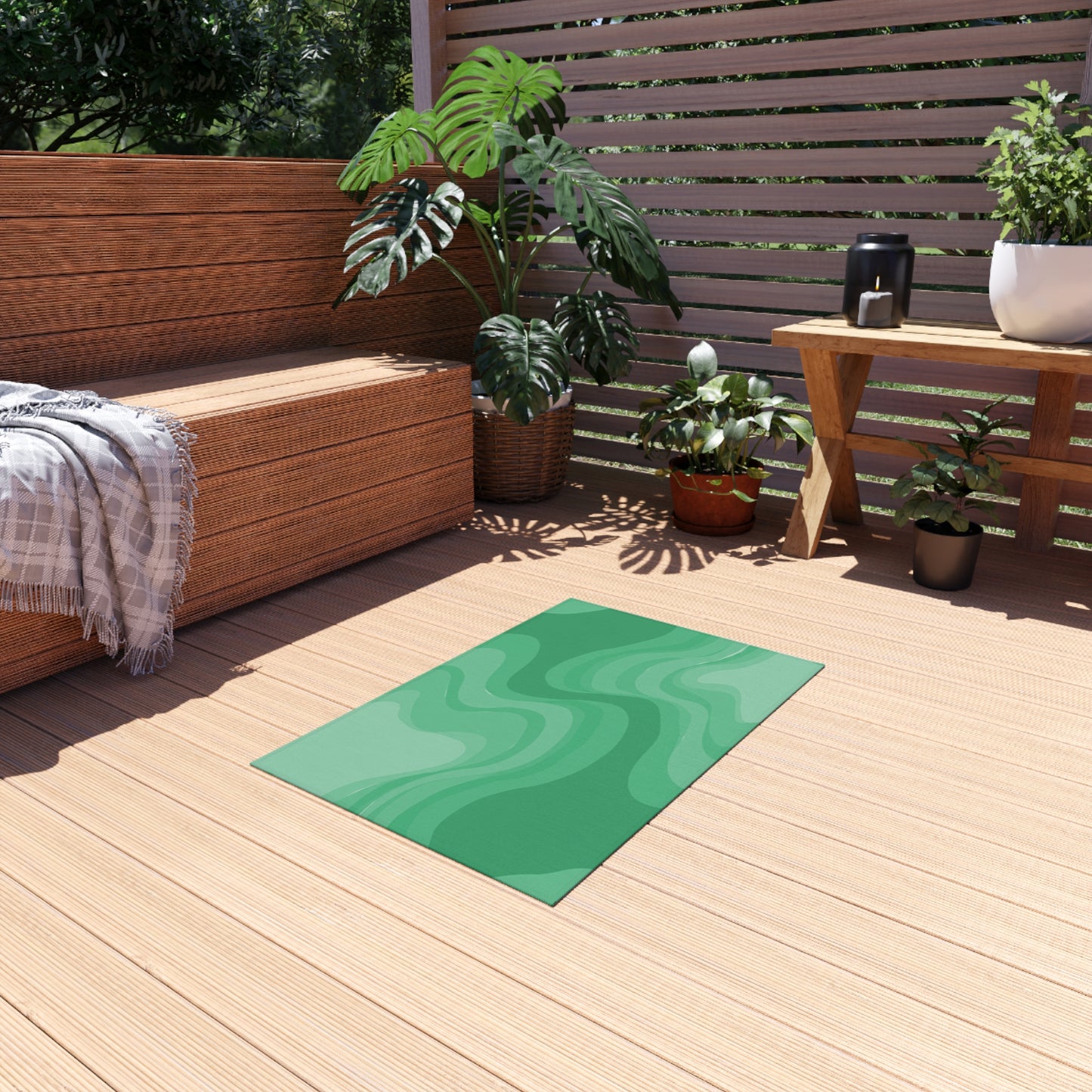 Mint Green Wavey 24" x 36" Outdoor Rug