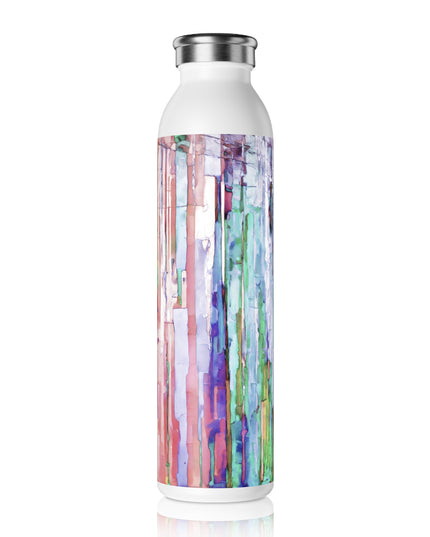 Striped Pastels Slim Water Bottle, 20 oz White