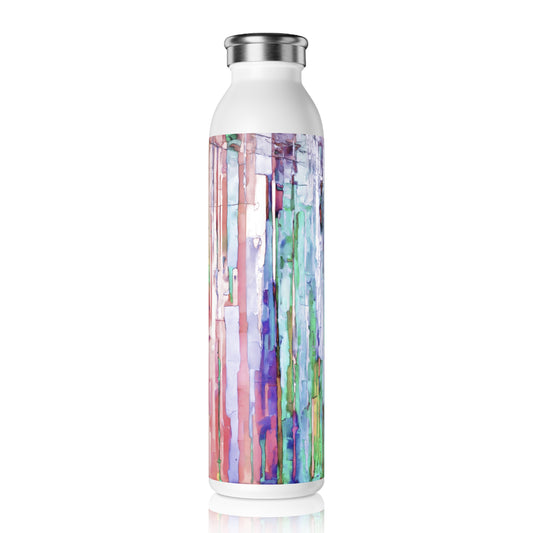 Striped Pastels Slim Water Bottle, 20 oz White