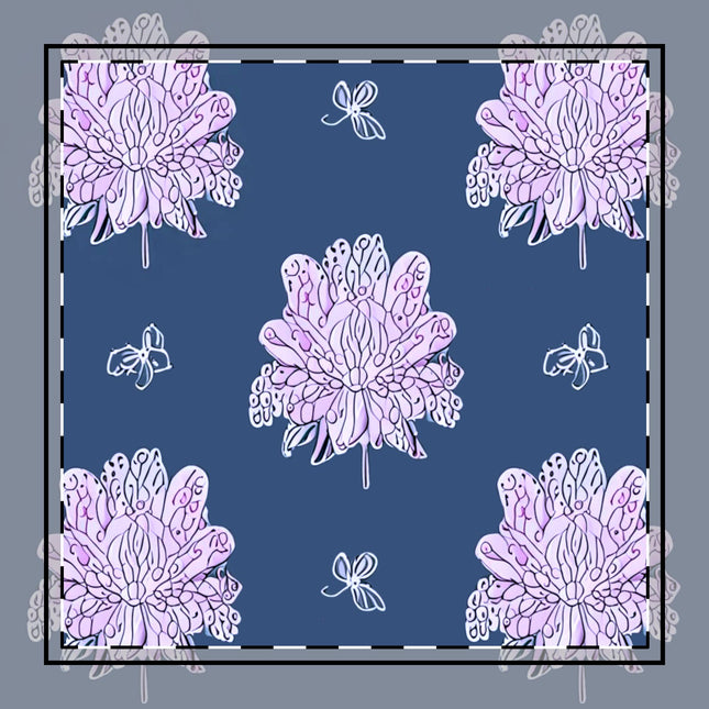 Purple White Floral Butterflies 10" x 10" Cotton Twill Napkin