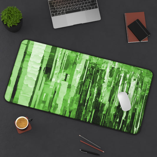 Striped Mint Pastel 16" x 32" Desk Mat