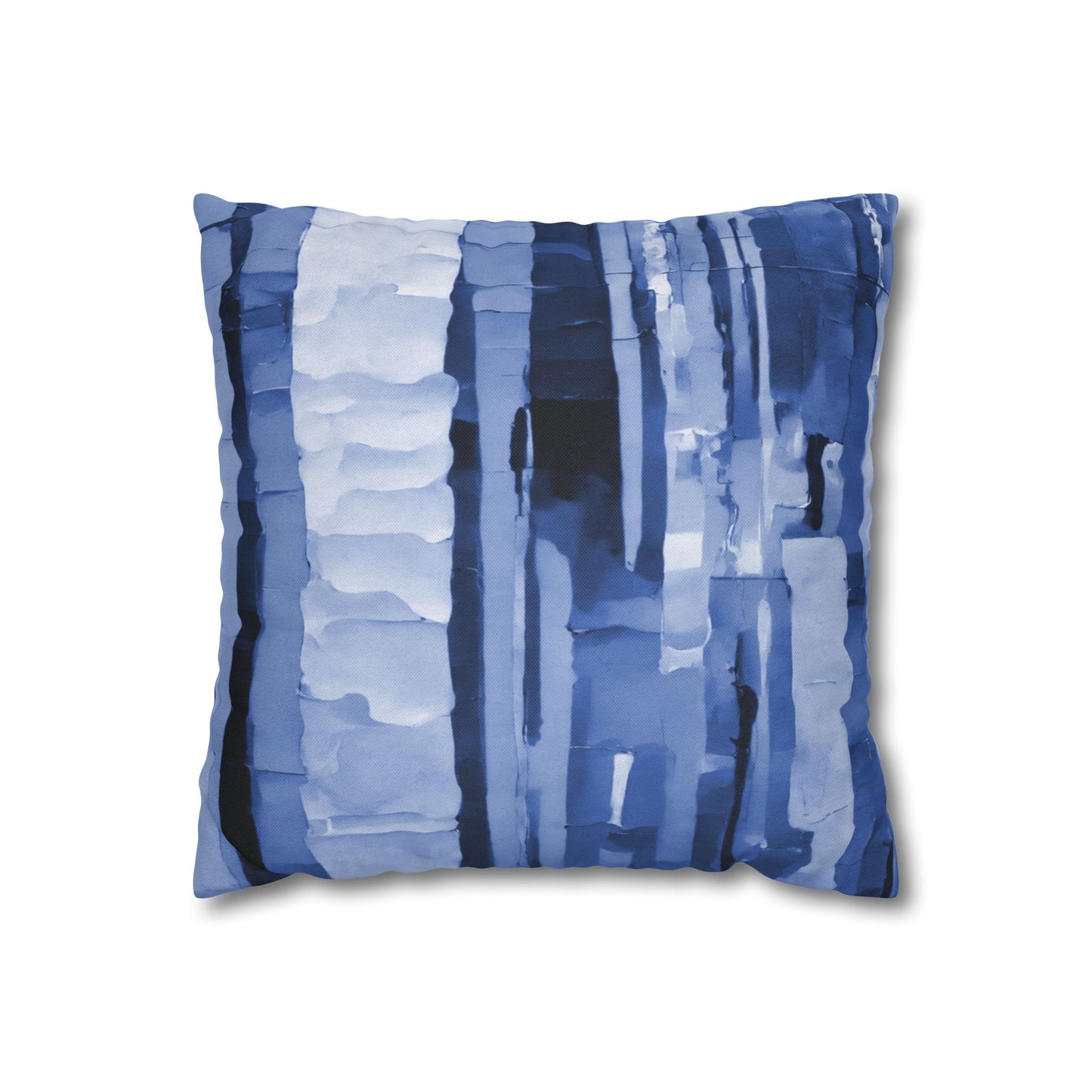 Striped Deep Blue Spun Polyester Square Pillowcase, 14" x 14"