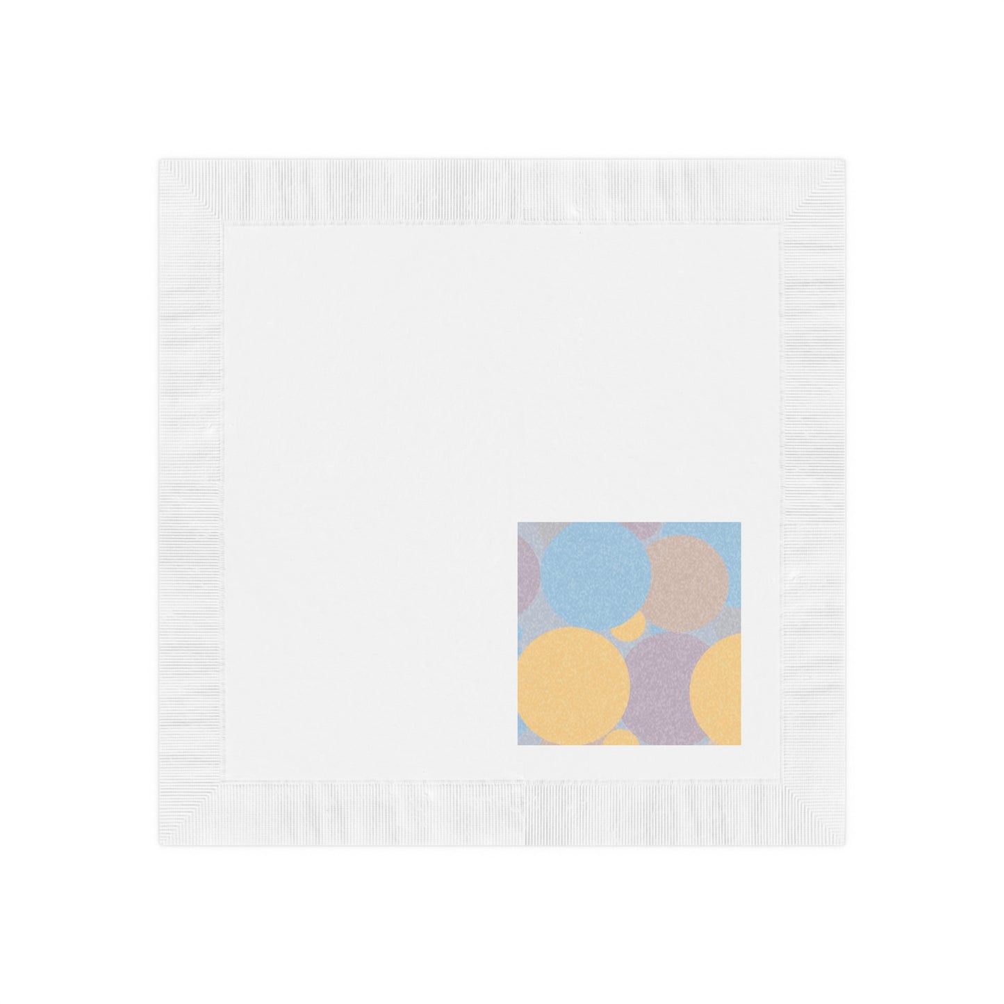 Pastel Baby Blue and Peach Patches White Coined Napkins, 4.8" x 4.8"