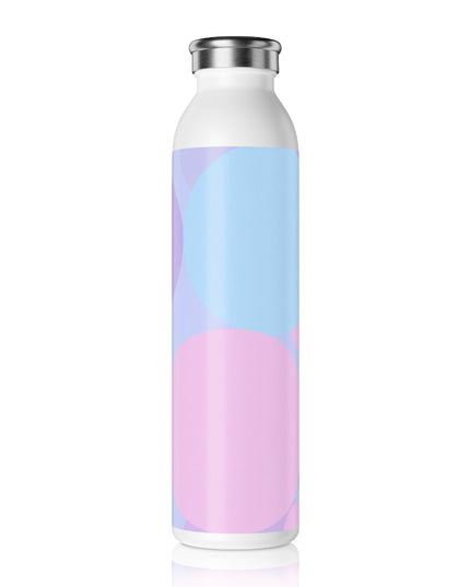 Pastel Purple and Mauve Patches Slim Water Bottle, 20 oz White
