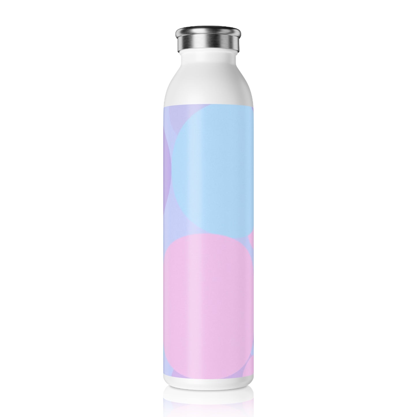Pastel Purple and Mauve Patches Slim Water Bottle, 20 oz White