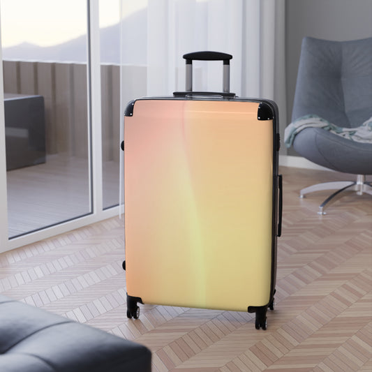 Hot Peach Large Suitcase with built in lock, 4 double-wheels, telescopic handle, and ABS back hard-shell