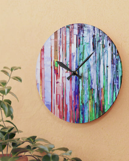 Striped Pastels Acrylic Wall Clock, Round or Square, 10.75" x 10.75"