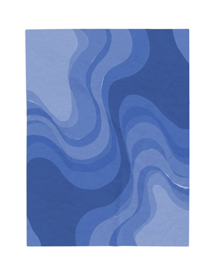 Deep Blue Wavey Velveteen Plush Blanket, 30" x 40"
