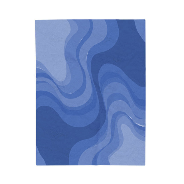 Deep Blue Wavey Velveteen Plush Blanket, 30" x 40"