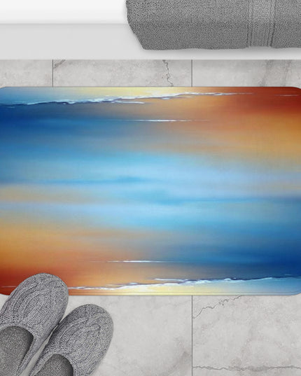Blue Sea Red Orange Fog 34" x 21" Bath Mat