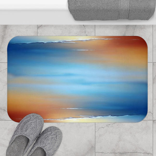 Blue Sea Red Orange Fog 34" x 21" Bath Mat