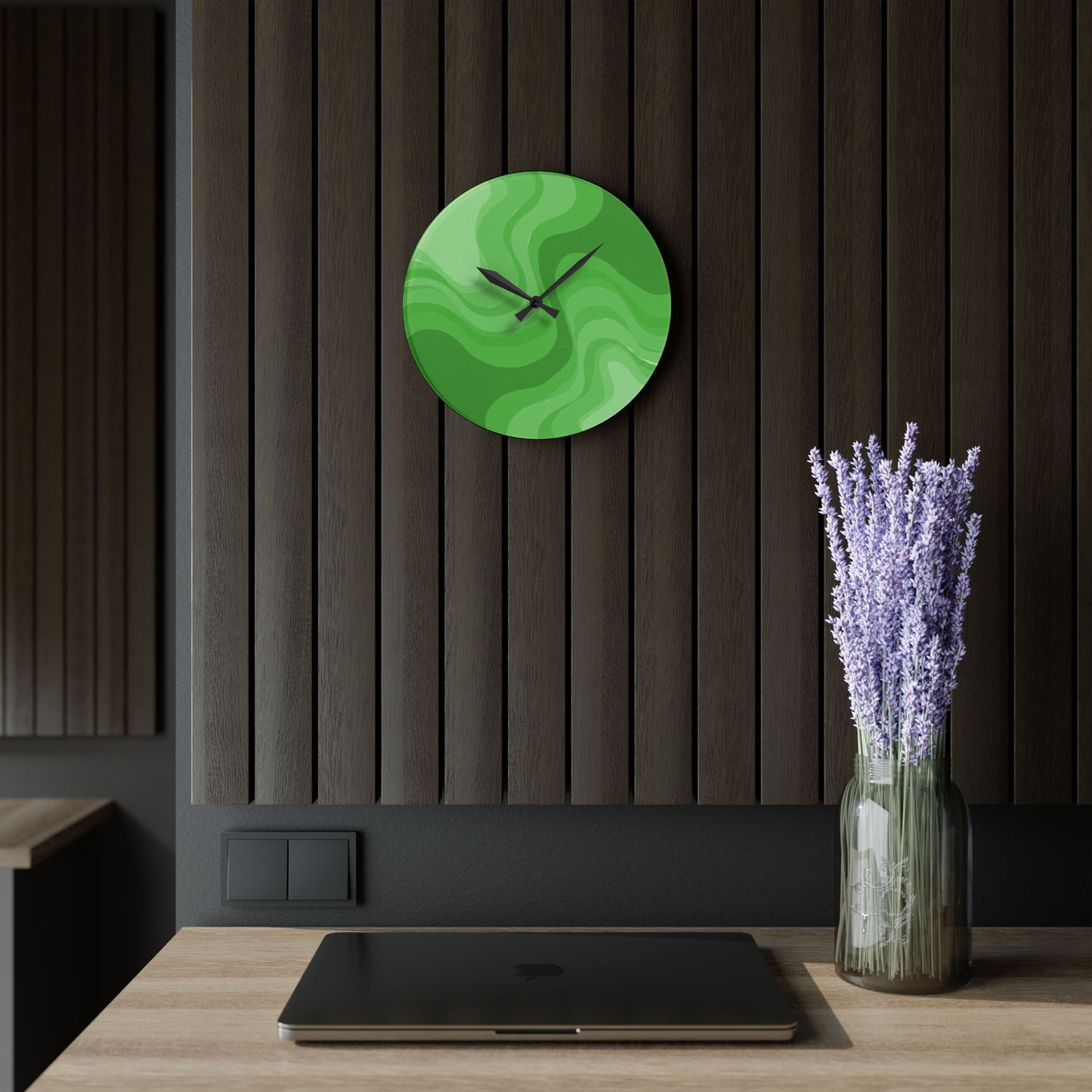 Greenie Meanie Wavey 10.75" x 10.75" Round or Square Acrylic Wall Clock