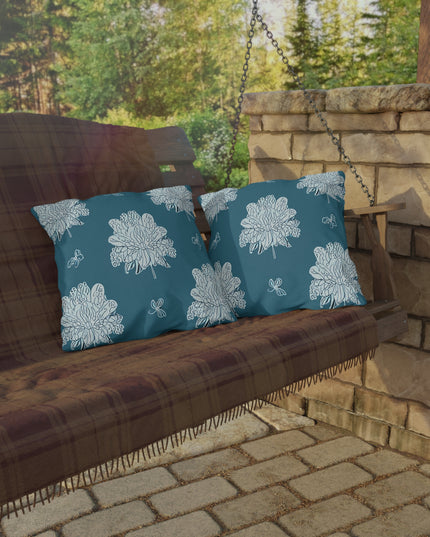 Tif Green White Floral Butterflies 18" x 18" Outdoor Pillows