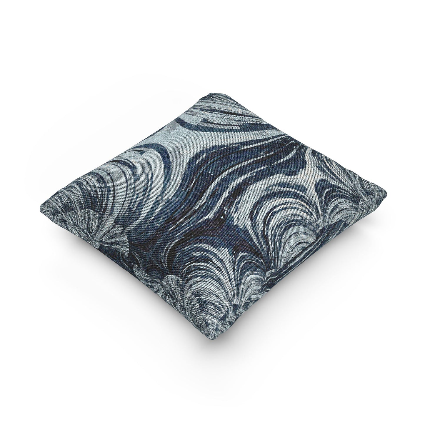 Uzi Spiral Deep Blue Woven Pillow, 17" x 18"
