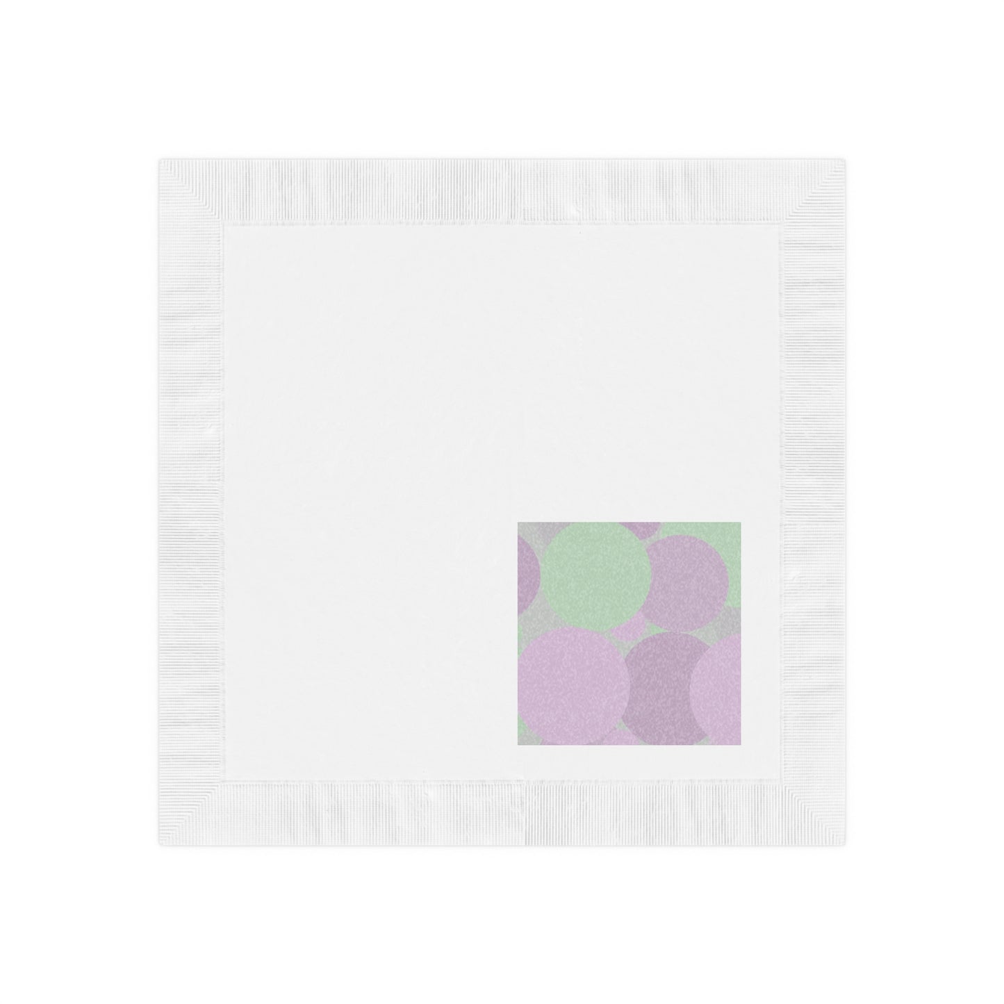 Pastel Lavender Purple and Soft Green Patches White Coined Napkins, 4.8" x 4.8"